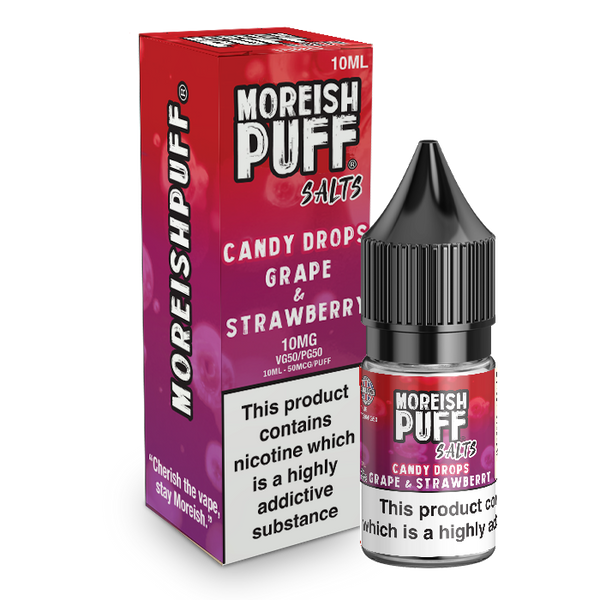 Moreish Puff Grape and Strawberry Candy Drops 10ml Nic Salt
