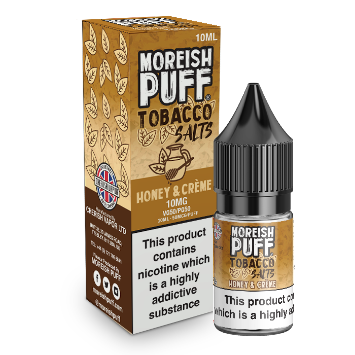 tobacco honey 10ml Moreish Puff Honey and Creme Tobacco 10ml Nic Salt