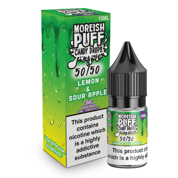 Moreish Puff Candy Drops 50/50: Lemon and Sour Apple Candy Drops 10ml E-Liquid