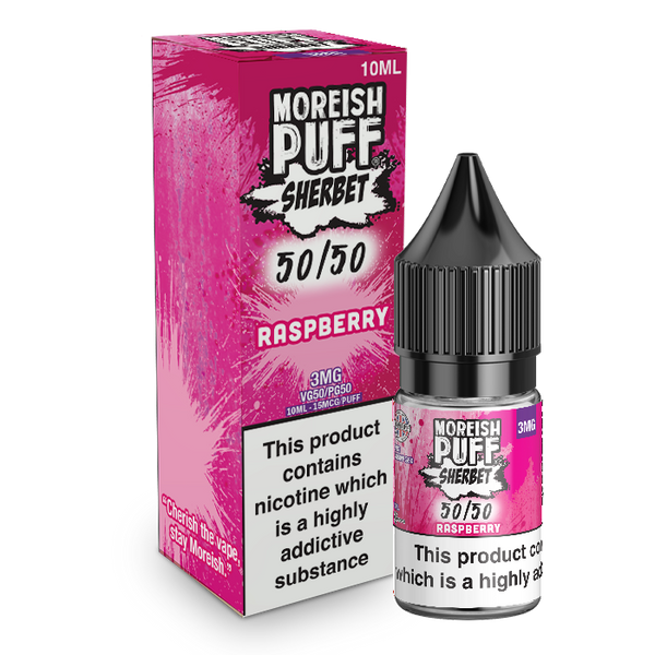 Moreish Puff Sherbet 50/50: Raspberry Sherbet 10ml E-Liquid