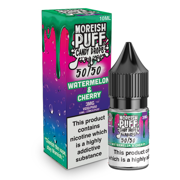 Moreish Puff Candy Drops 50/50: Watermelon and Cherry Candy Drops 10ml E-Liquid